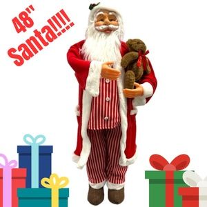 Vintage Four Foot Santa In Pajamas